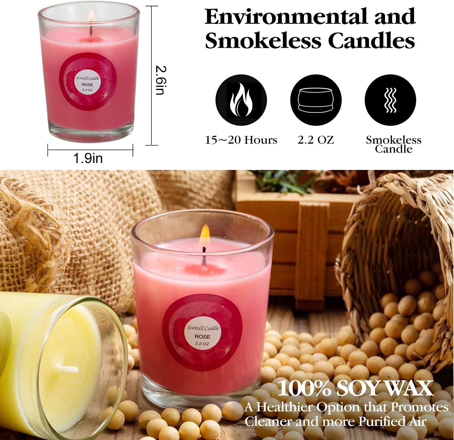 Amazon.com: YOROXRG Scented Candles, Jasmine, Rose, Vanilla
